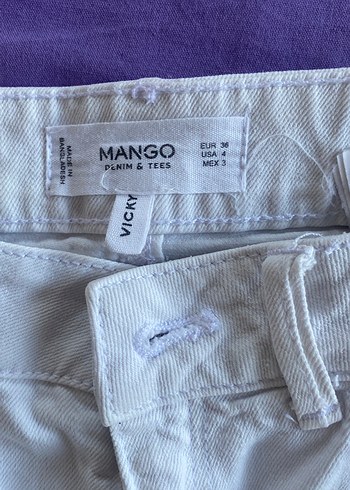 m Beden beyaz Renk Mango Beyaz Kadın Mini Pamuk Şort