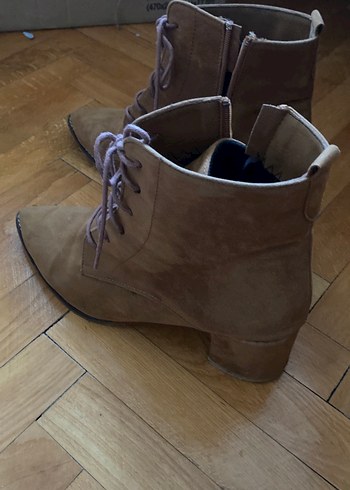 39 Beden camel Renk Bambi Bej Süet Stiletto Topuklu Kadın Bot