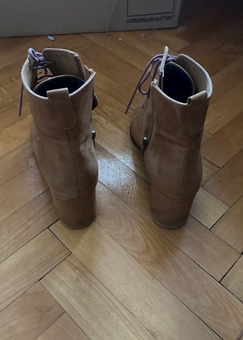 39 Beden Bambi Bej Süet Stiletto Topuklu Kadın Bot