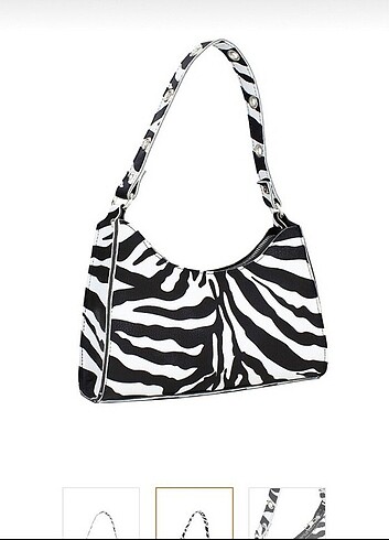 Siyah Zebra Baguette Canta