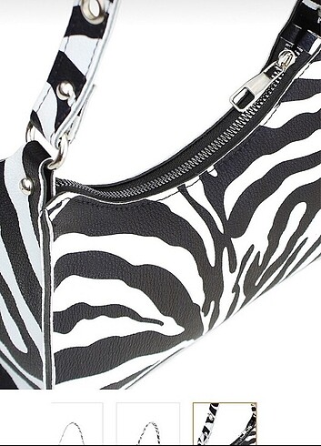  Beden Siyah Zebra Baguette Canta