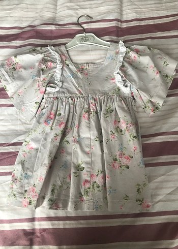 Pembe Çiçekli Kız Çocuk Elbise - Görsel 2