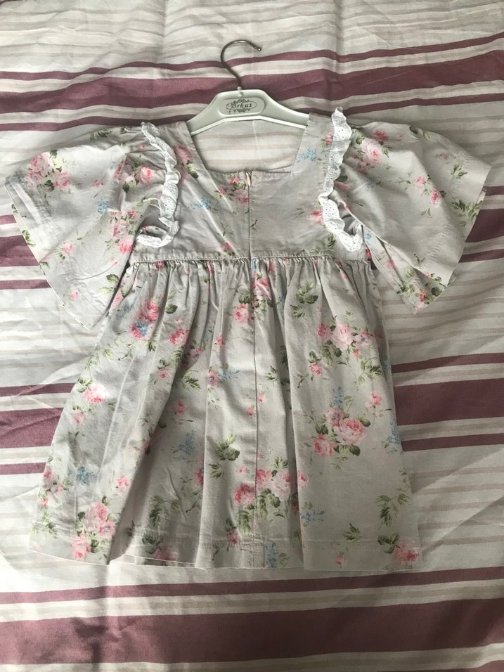 Pembe Çiçekli Kız Çocuk Elbise - Görsel 2