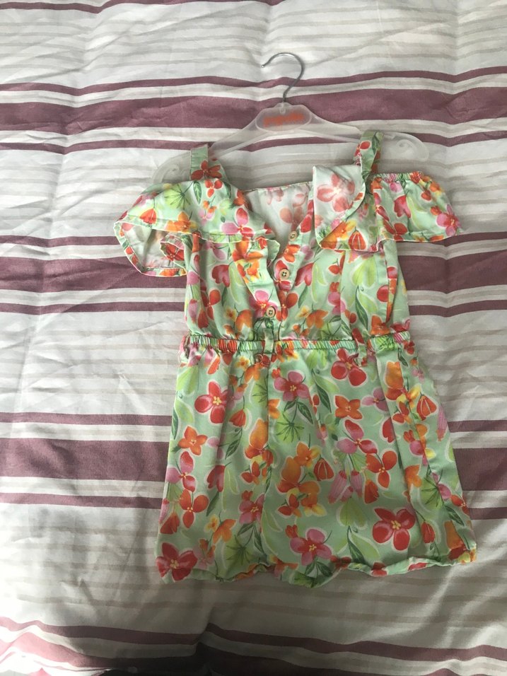 Çiçek Desenli Kız Çocuk Tulum - Görsel 2