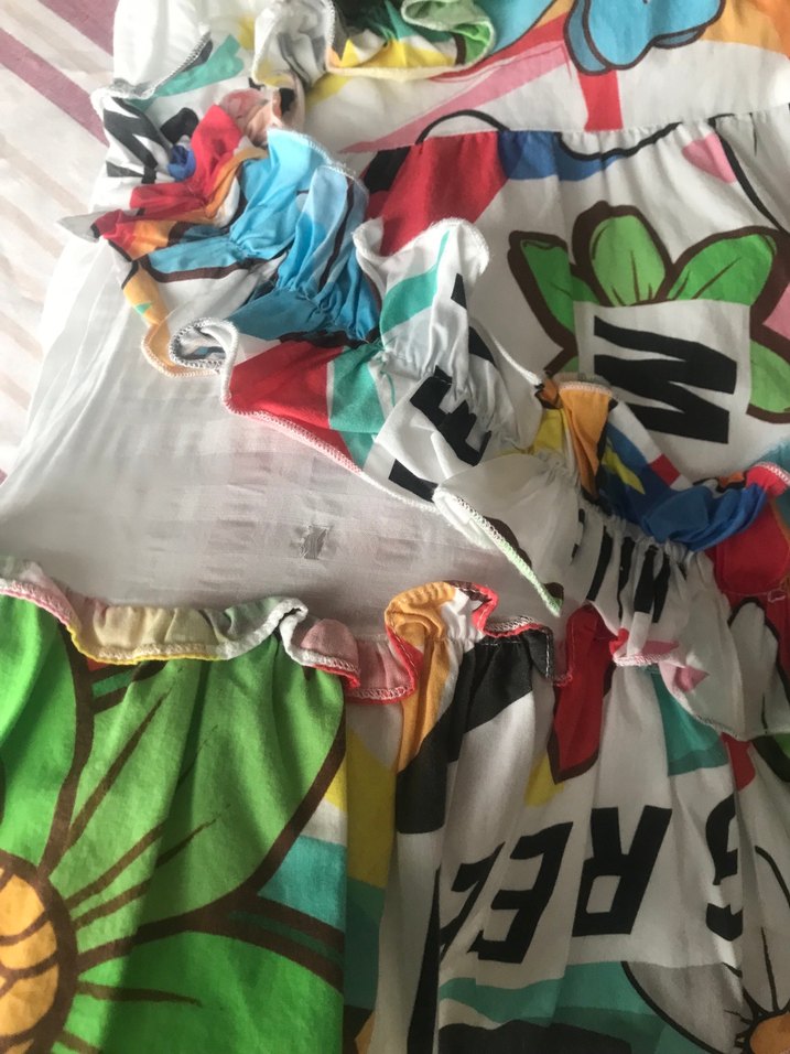 Renkli Desenli Kolsuz Kız Elbisesi - Görsel 3