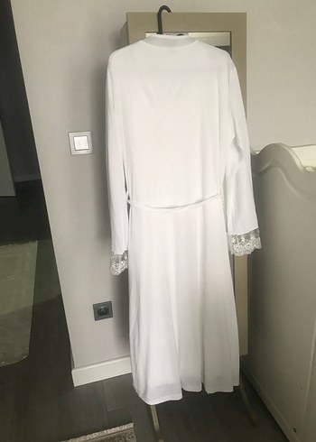 Dantel Detaylı Beyaz Midi Kadın Gecelik - Görsel 8