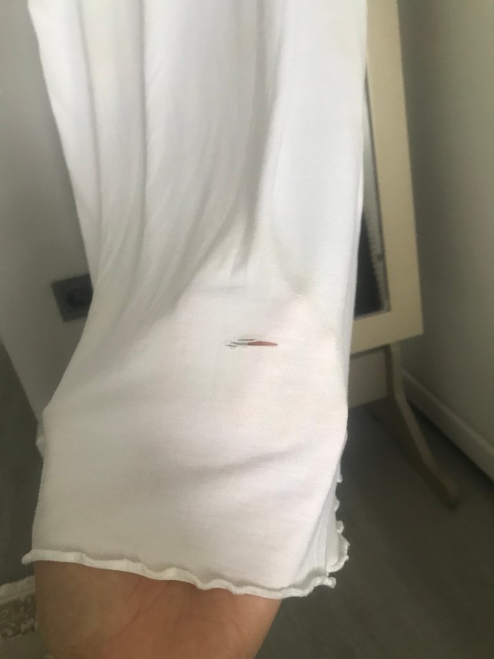 Dantel Detaylı Beyaz Midi Kadın Gecelik - Görsel 5