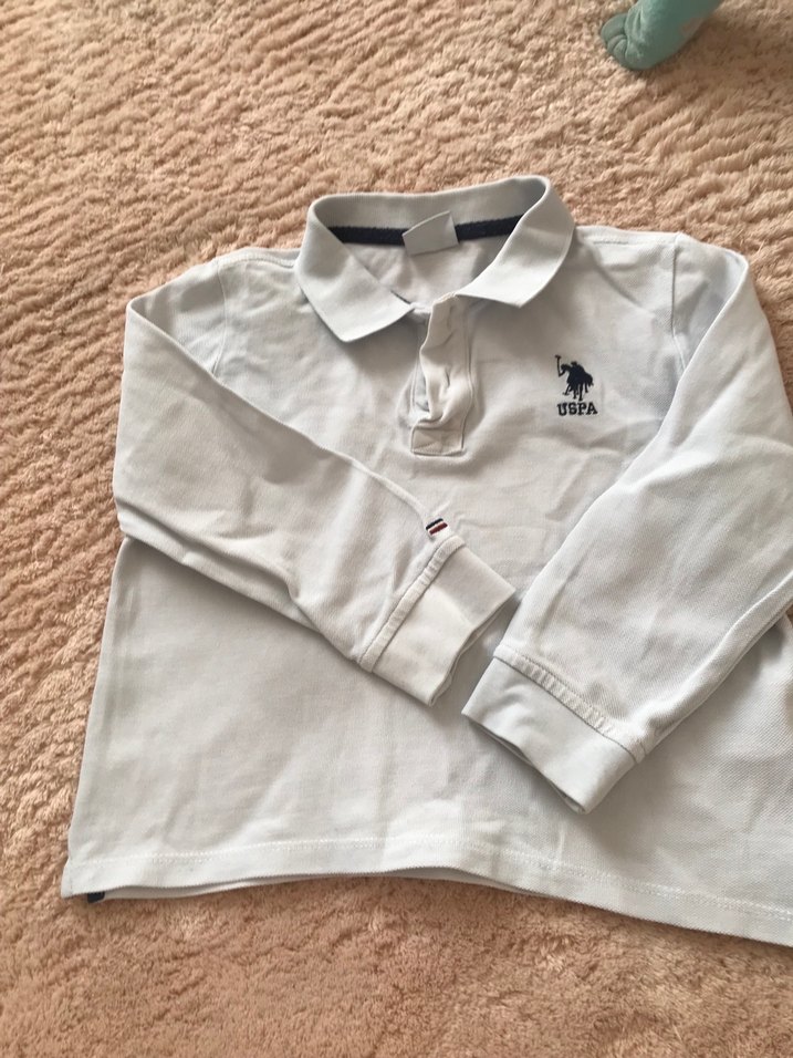 Erkek Çocuk Beyaz Uzun Kollu Polo Tişört - Görsel 3