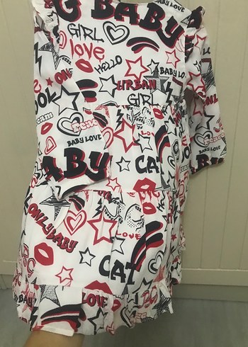 Renkli Baskılı Fırfırlı Uzun Kollu Kız Elbise - Görsel 2