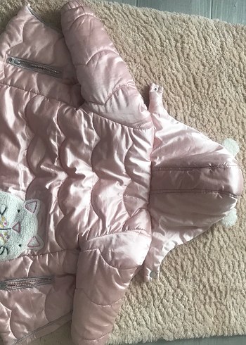 Kız Çocuk Pembe Kürklü Kapüşonlu Mont - Görsel 3