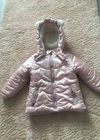 Kız Çocuk Pembe Kürklü Kapüşonlu Mont - Görsel 4