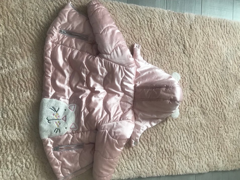 Kız Çocuk Pembe Kürklü Kapüşonlu Mont - Görsel 3