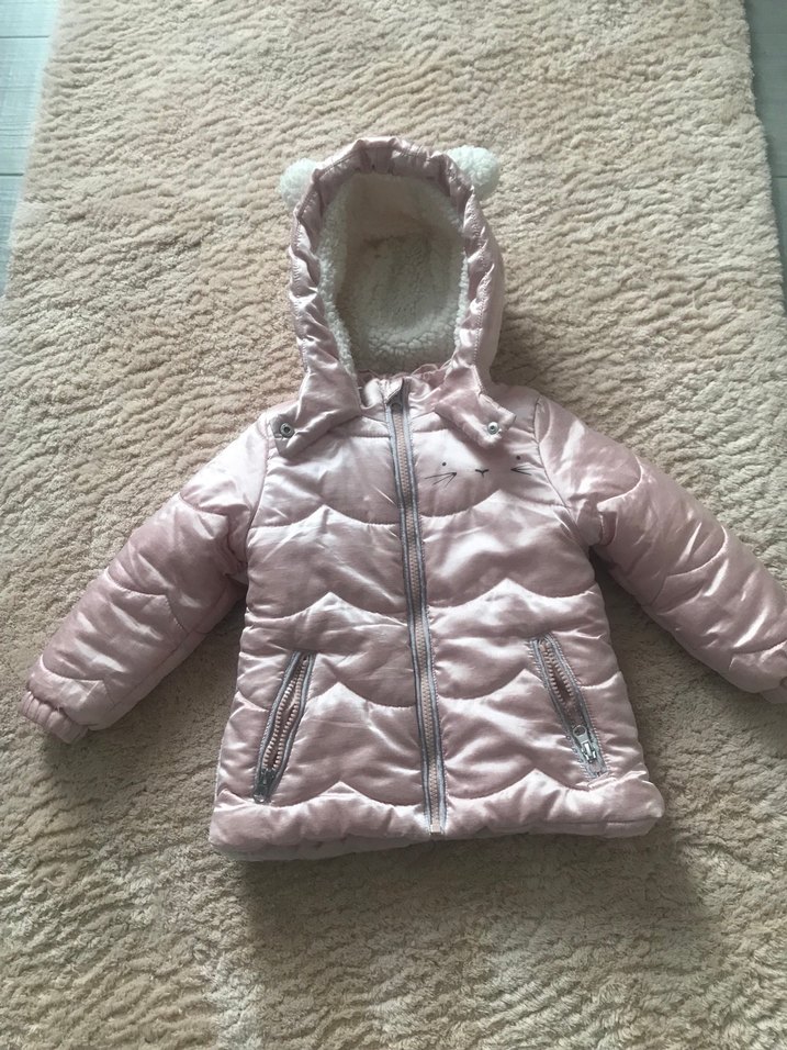 Kız Çocuk Pembe Kürklü Kapüşonlu Mont - Görsel 4