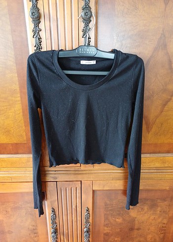 Addax Siyah Kadın Uzun Kollu Crop Top