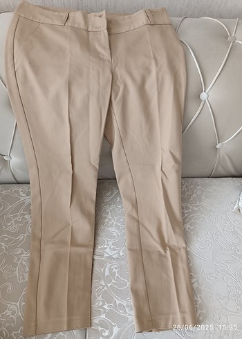 Bej Normal Kesim Midi Kumaş Kadın Pantolon