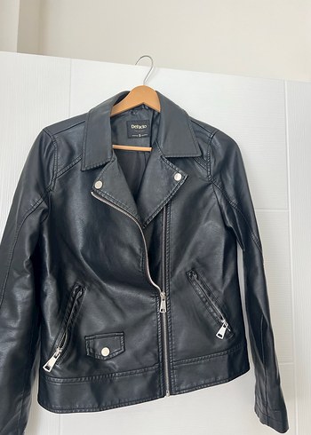 Siyah Kadın Deri Biker Ceket - Görsel 3