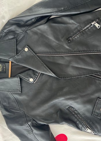 Siyah Kadın Deri Biker Ceket - Görsel 11