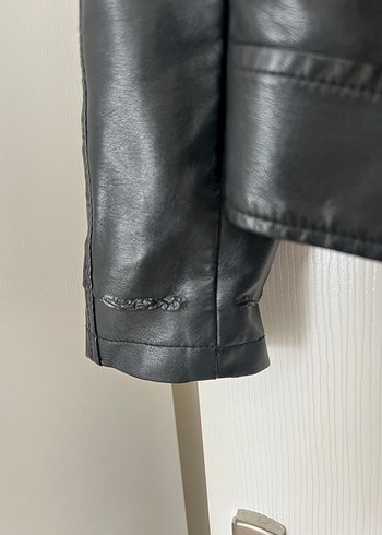 Siyah Kadın Deri Biker Ceket - Görsel 6