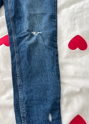 Düğmeli Mavi Baskılı Kadın Midi Jean - Görsel 4