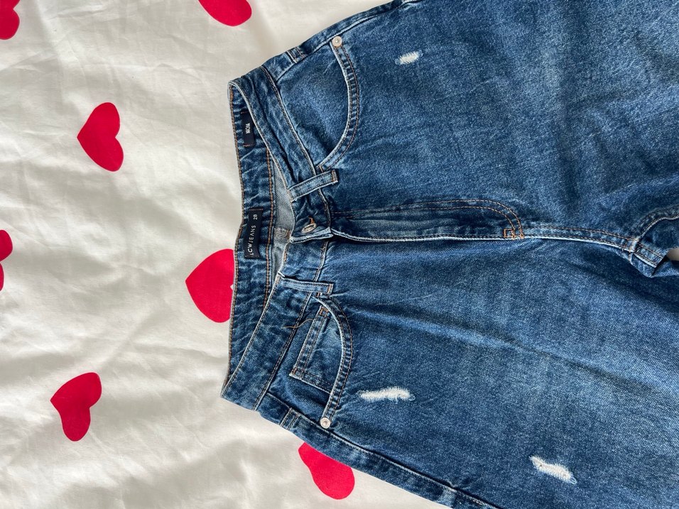 Düğmeli Mavi Baskılı Kadın Midi Jean - Görsel 3