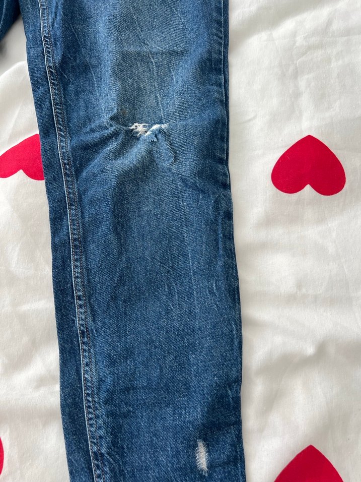 Düğmeli Mavi Baskılı Kadın Midi Jean - Görsel 4