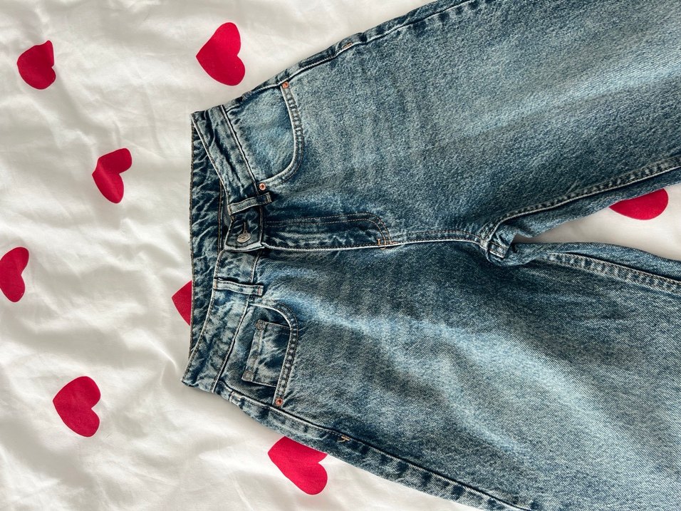 Düğmeli Gri Batik Desenli Kadın Kot Pantolon - Görsel 5