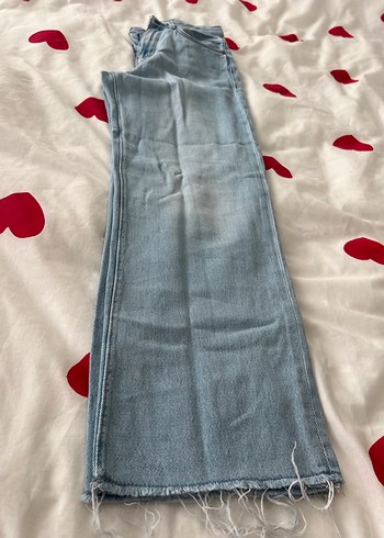 Düğmeli Mavi Midi Kot Pantolon - Görsel 7