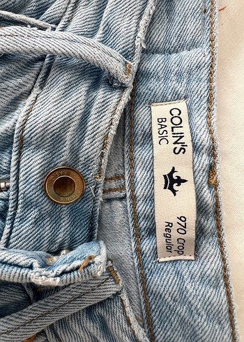 Düğmeli Mavi Midi Kot Pantolon - Görsel 4