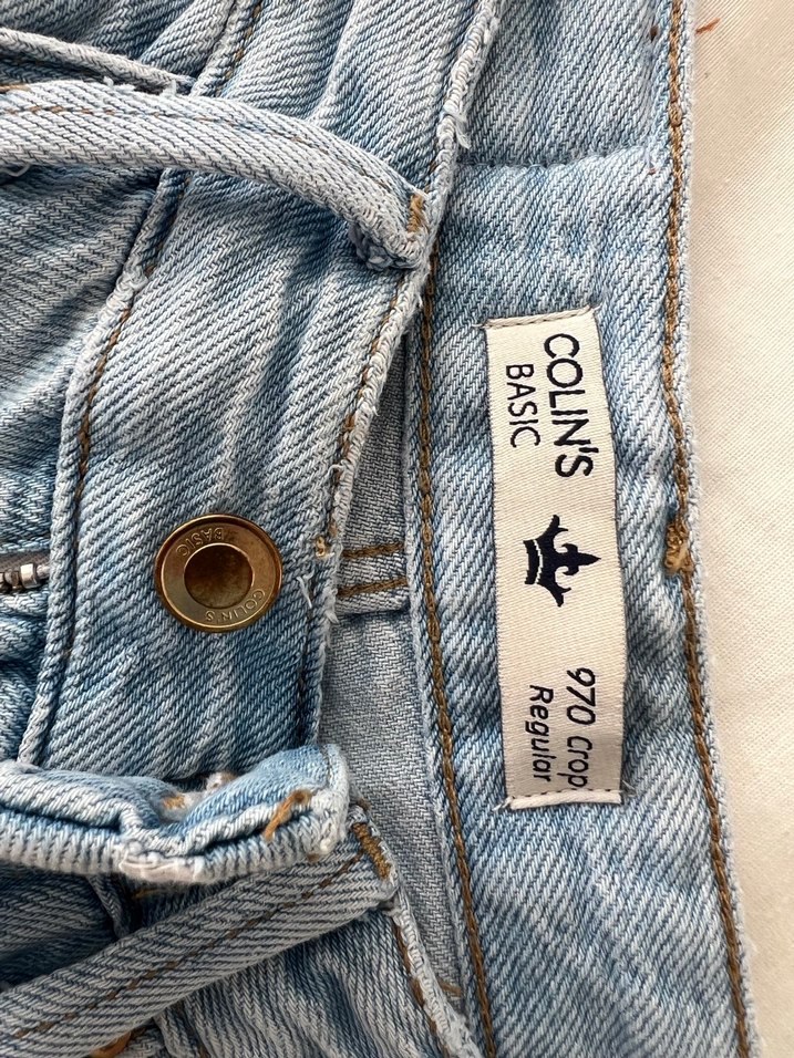 Düğmeli Mavi Midi Kot Pantolon - Görsel 4