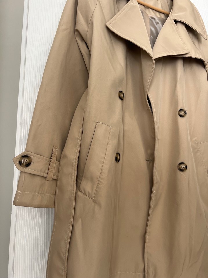 Bej Düğmeli Midi Trençkot - Görsel 2