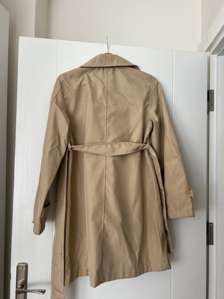 Bej Düğmeli Midi Trençkot - Görsel 5
