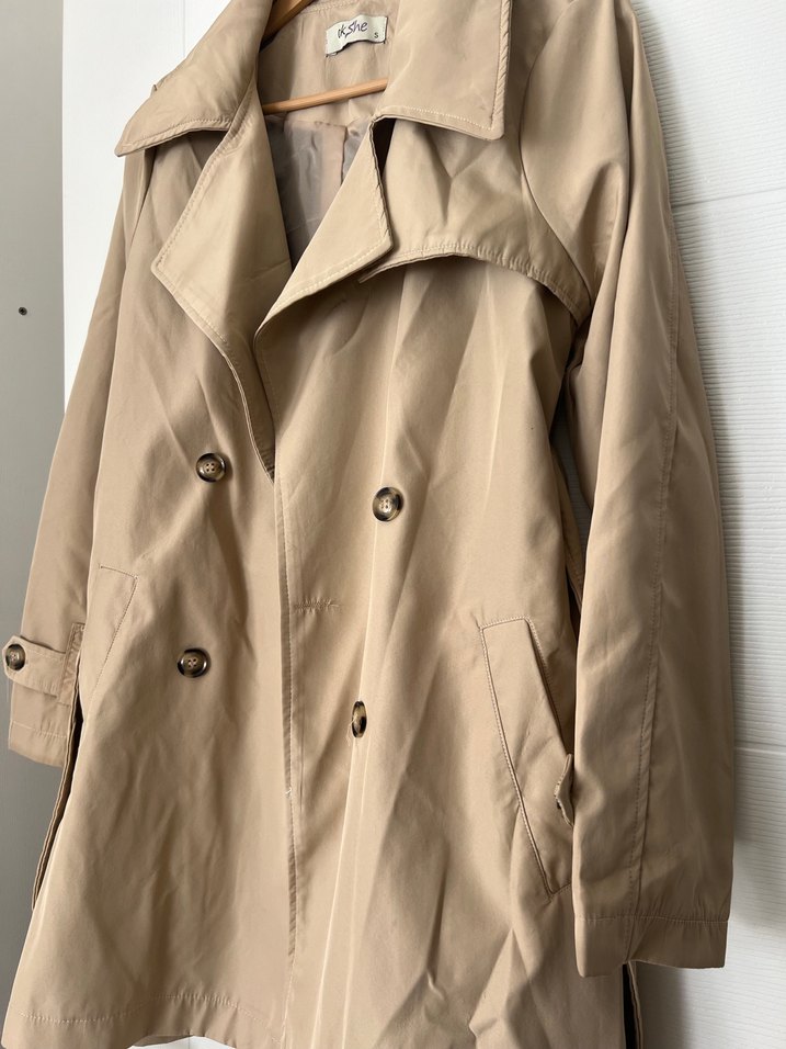 Bej Düğmeli Midi Trençkot - Görsel 3