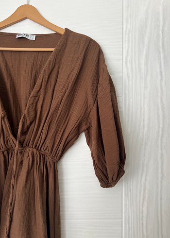 Bohem Tarz Kahverengi Uzun midi Elbise - Görsel 3