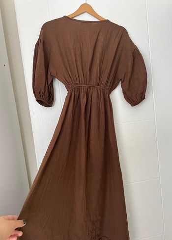 Bohem Tarz Kahverengi Uzun midi Elbise - Görsel 5