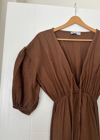 Bohem Tarz Kahverengi Uzun midi Elbise - Görsel 2