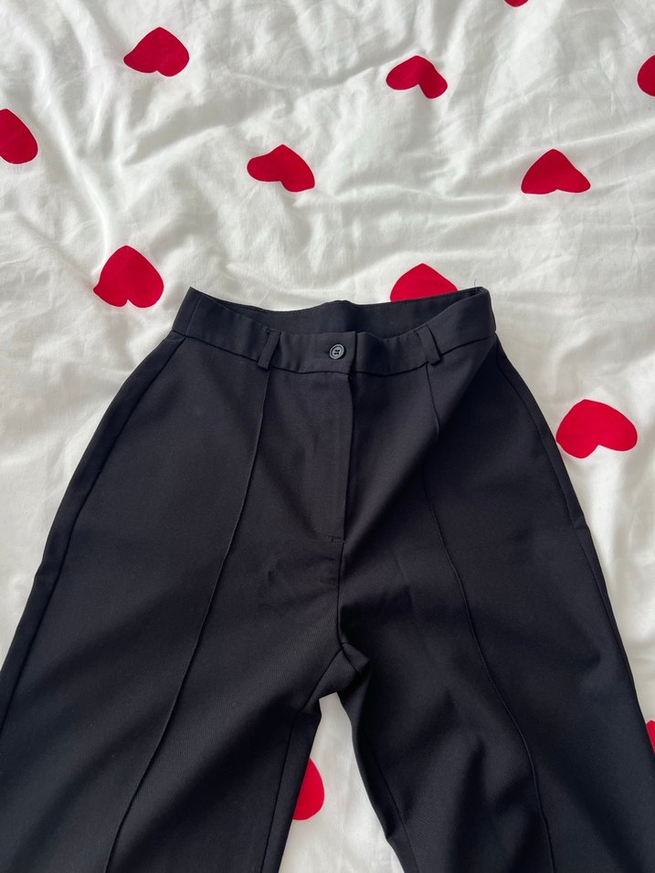 Kadın Siyah Kumaş Uzun Paça Pantolon - Görsel 2