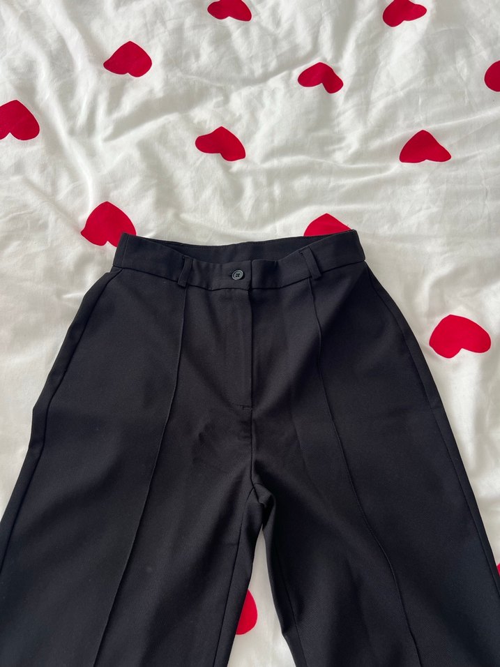 Kadın Siyah Kumaş Uzun Paça Pantolon - Görsel 4