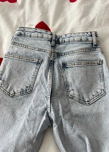 Düğmeli Bağlama Desenli açık Mavi Kadın Jean - Görsel 4