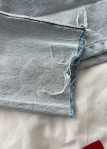 Düğmeli Bağlama Desenli açık Mavi Kadın Jean - Görsel 5