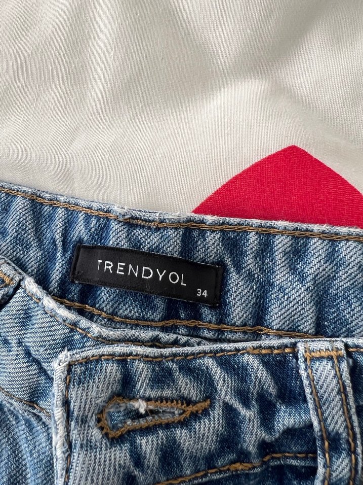 Kadın Mavi Bağcıklı Salaş Midi Denim Jean - Görsel 5