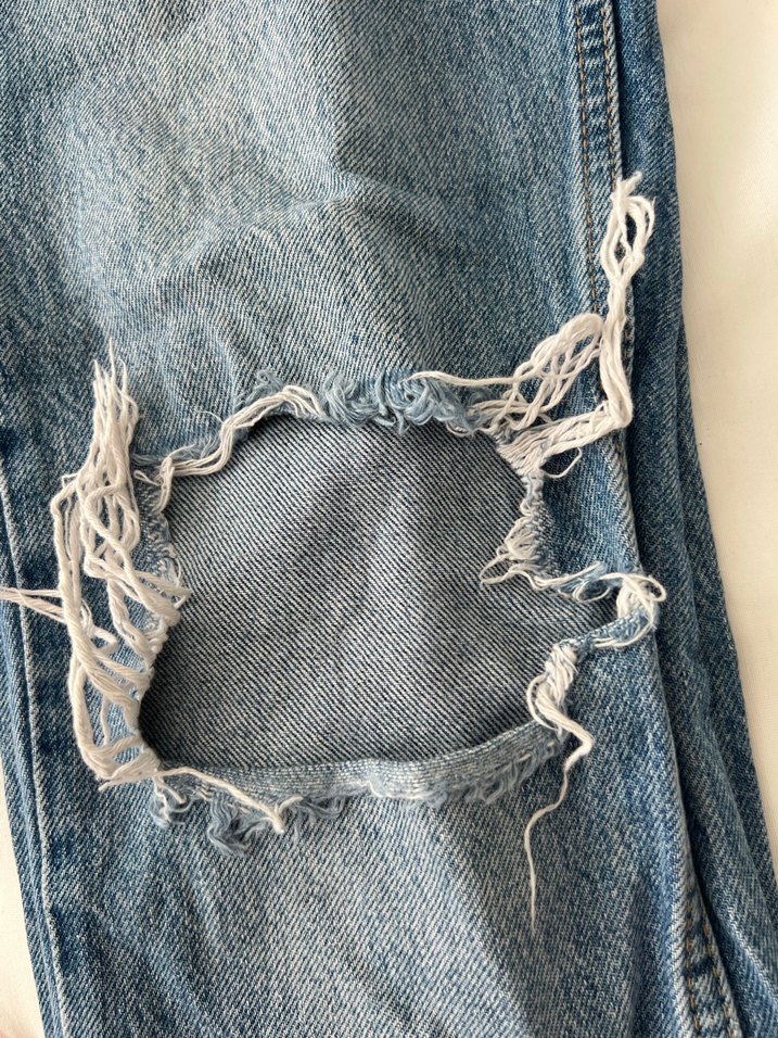 Kadın Mavi Bağcıklı Salaş Midi Denim Jean - Görsel 3