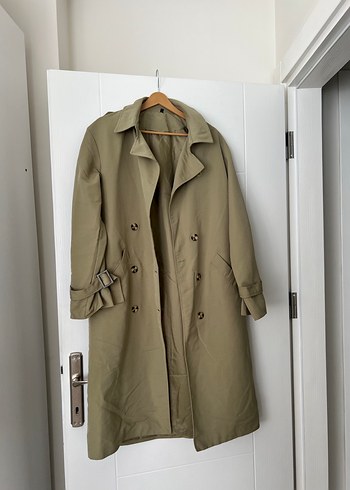 Peki  Uzun Kadın Trençkot Düğmeli - Görsel 2