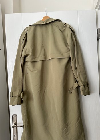 Peki  Uzun Kadın Trençkot Düğmeli - Görsel 5