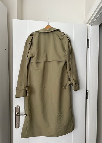 Peki  Uzun Kadın Trençkot Düğmeli - Görsel 4