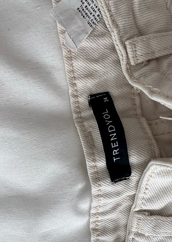 Düğmeli bej Kadın Pantolon - Görsel 5