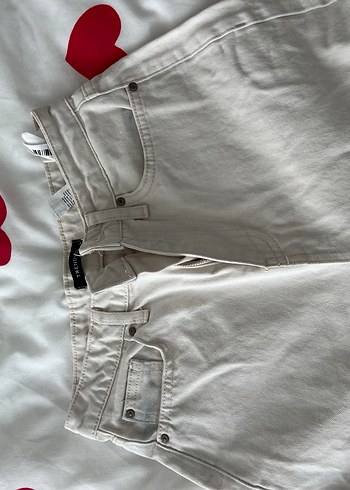 Düğmeli bej Kadın Pantolon - Görsel 4