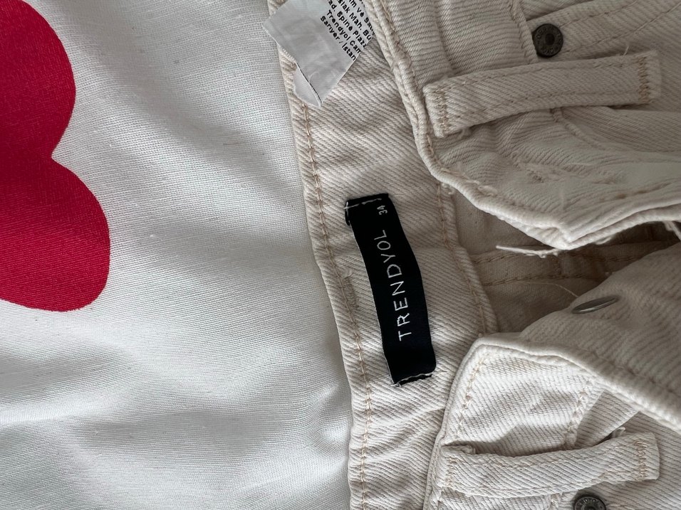 Düğmeli bej Kadın Pantolon - Görsel 5