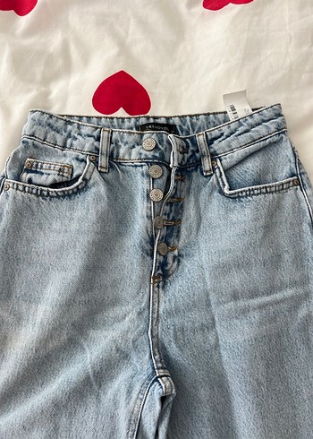 Açık mavi Bağlama Desenli mom jean - Görsel 3