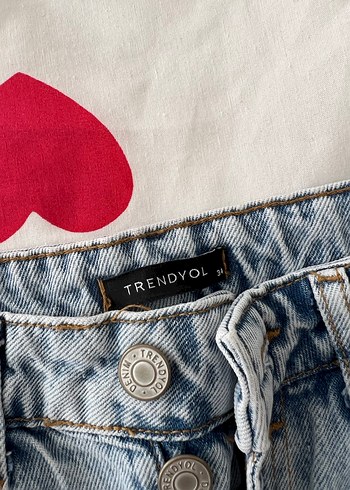 Açık mavi Bağlama Desenli mom jean - Görsel 2