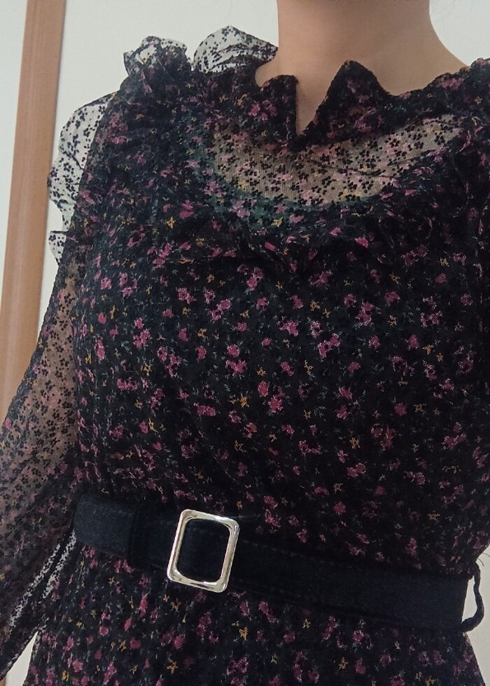 Midi boy çiçekli elbise  - Görsel 4